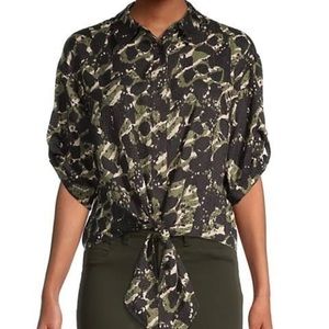 Karl Lagerfeld printed tie front blouse